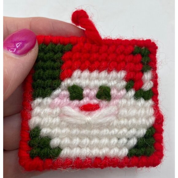 Vintage Handmade Plastic Canvas Christmas Ornaments & Card Set Lot of 5 - Picture 10 of 12